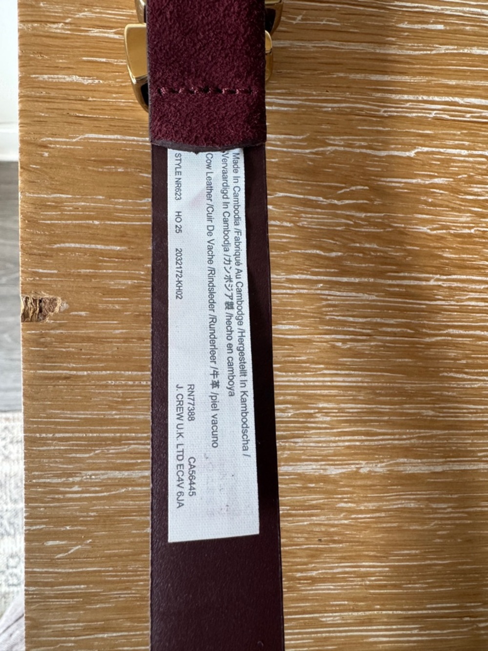 NWOT! MADEWELL Women’s Triple Metal Keeper Belt Dark Red Suede Gold Size Small - Picture 14 of 16